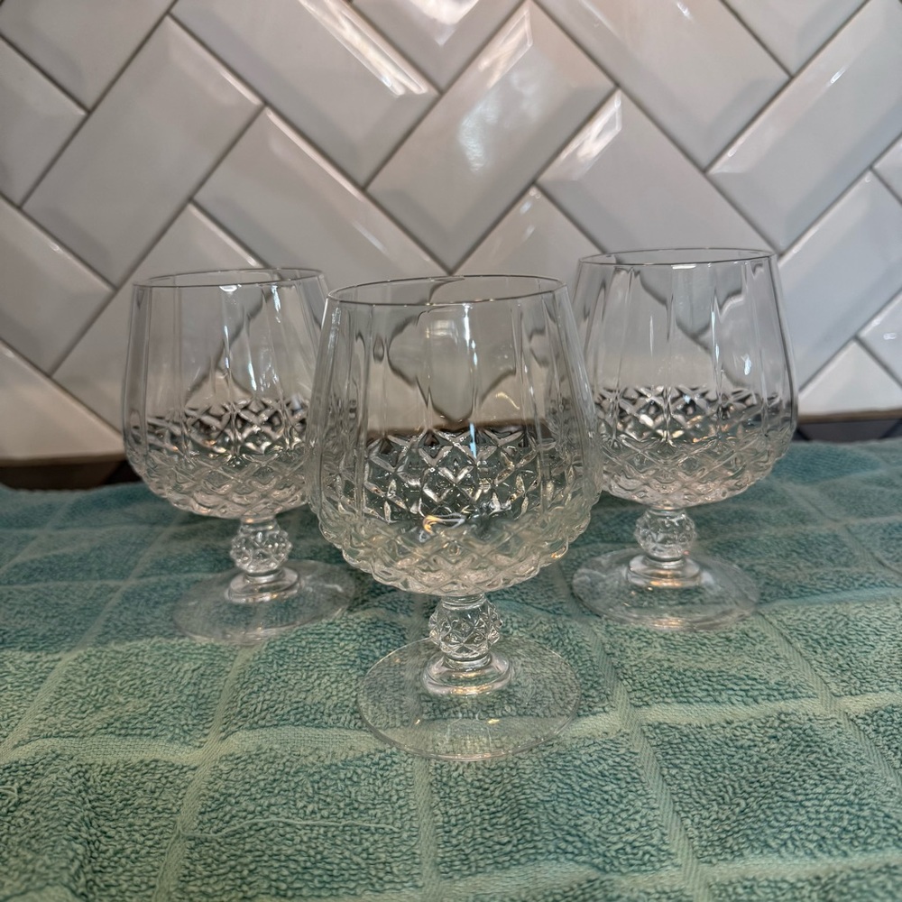 Cristal d'Arques-Durand LONGCHAMP Set of 3 Brandy/Cognac Glasses, 10 oz